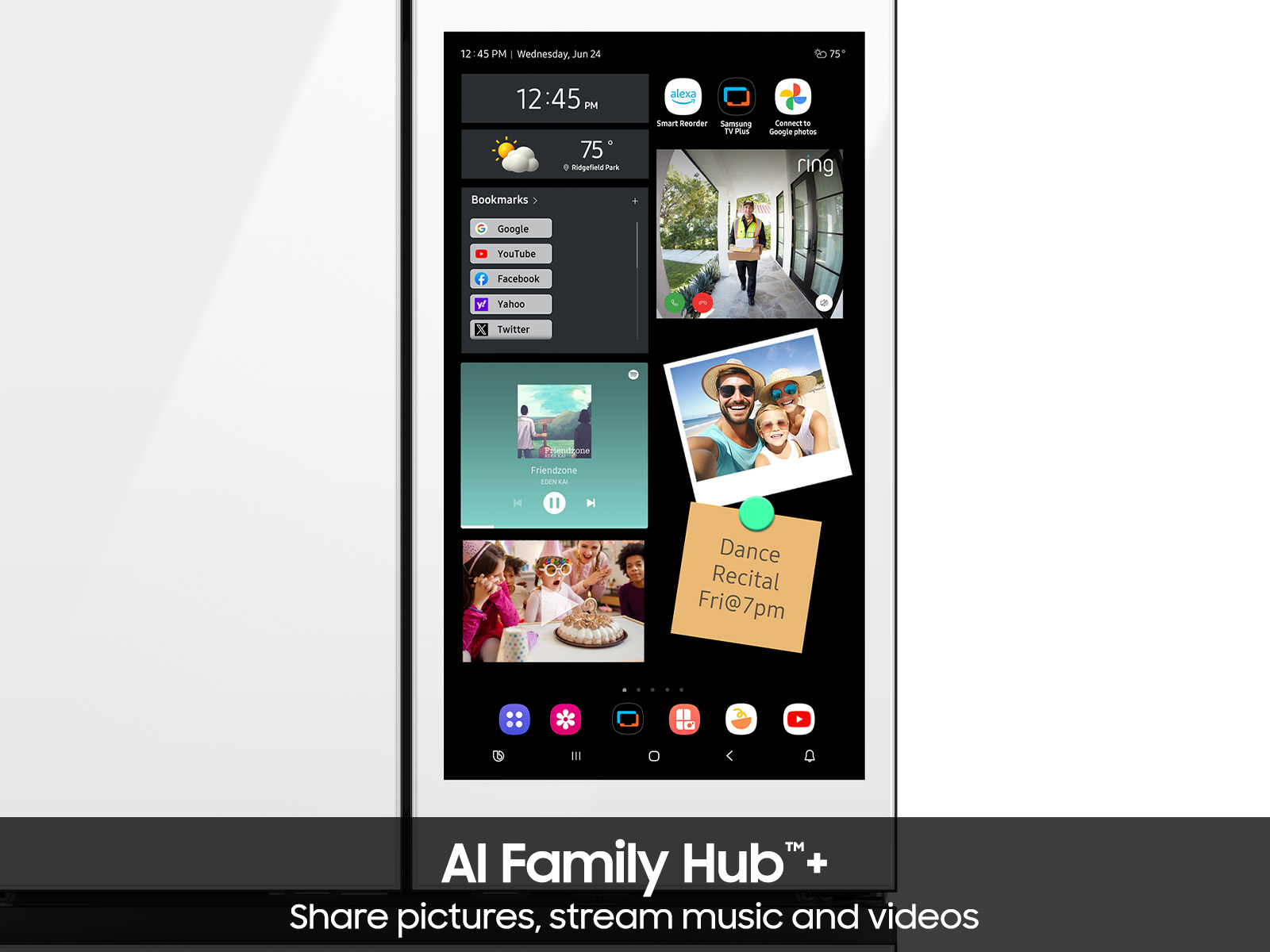 Bespoke 23 cu. ft. Counter Depth 4-Door French Door Refrigerator with AI Family Hub™+ AI Vision Inside™ in White Glass