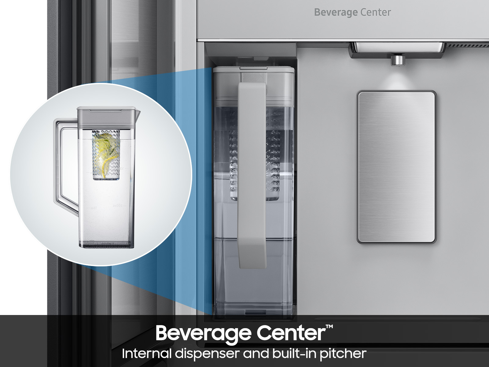 Bespoke 23 cu. ft. Counter Depth 4-Door French Door Refrigerator with AI Family Hub™+ AI Vision Inside™ in White Glass