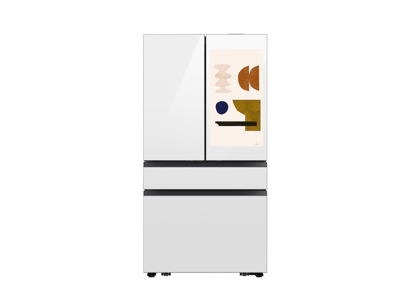 Bespoke 23 cu. ft. Counter Depth 4-Door French Door Refrigerator with AI Family Hub™+ AI Vision Inside™ in White Glass