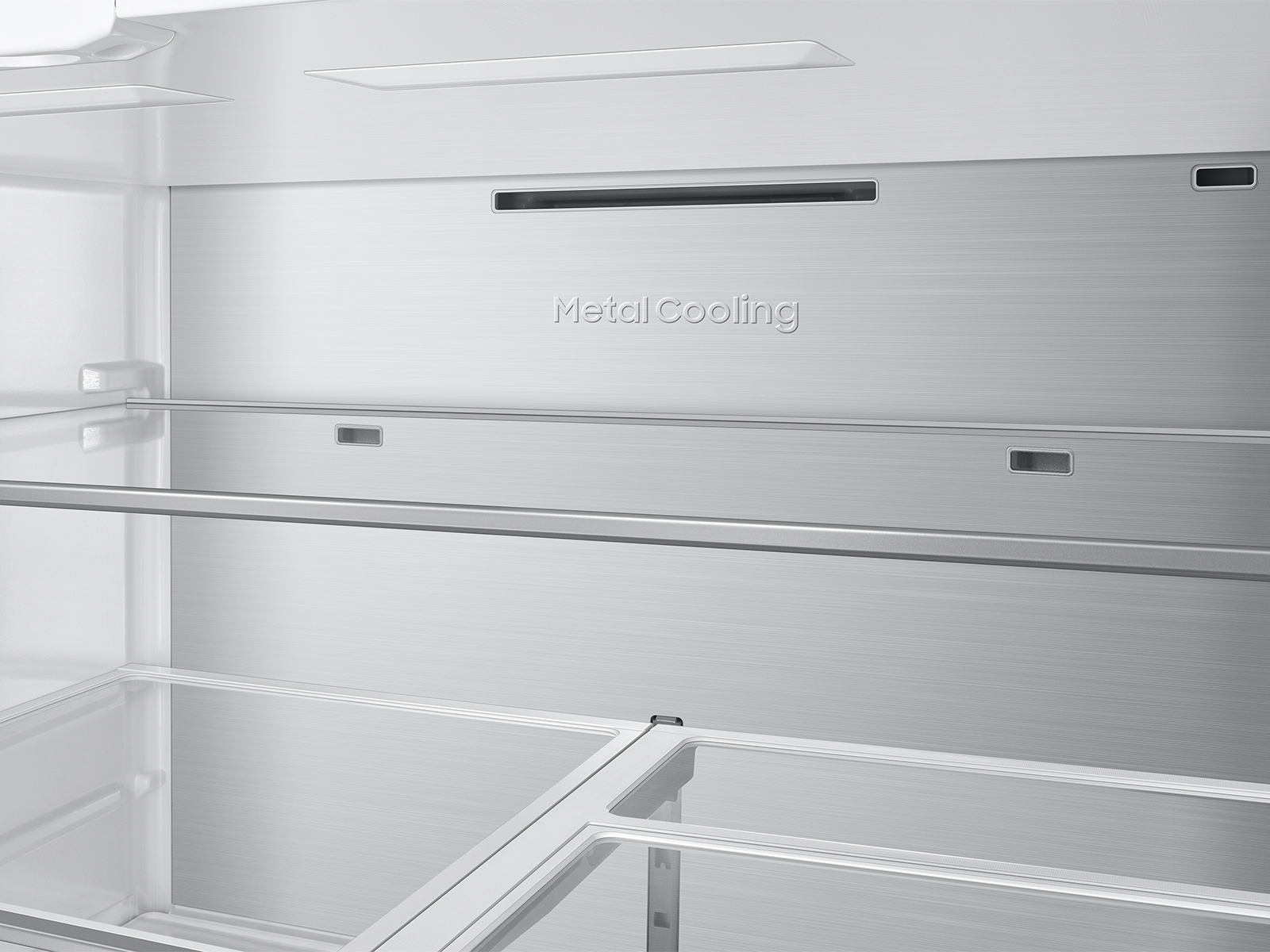 Bespoke 23 cu. ft. Counter Depth 4-Door French Door Refrigerator with AI Family Hub™+ AI Vision Inside™ in White Glass