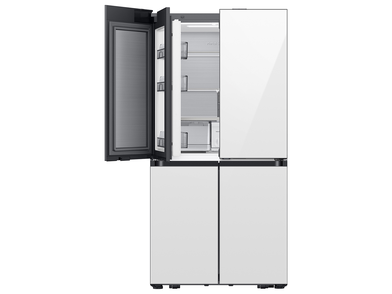 Thumbnail image of Bespoke 22 cu. ft. Counter Depth 4-Door French Door Refrigerator with Zero Clearance Fit &amp; Food Showcase Door in White Glass
