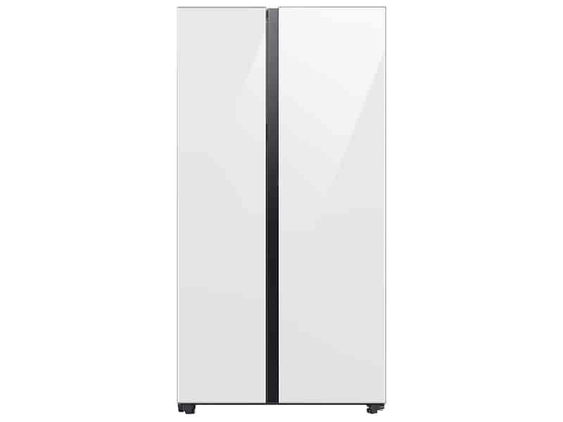 Bespoke Side-by-Side 28 cu. ft. Refrigerator with Beverage Center™ in White Glass