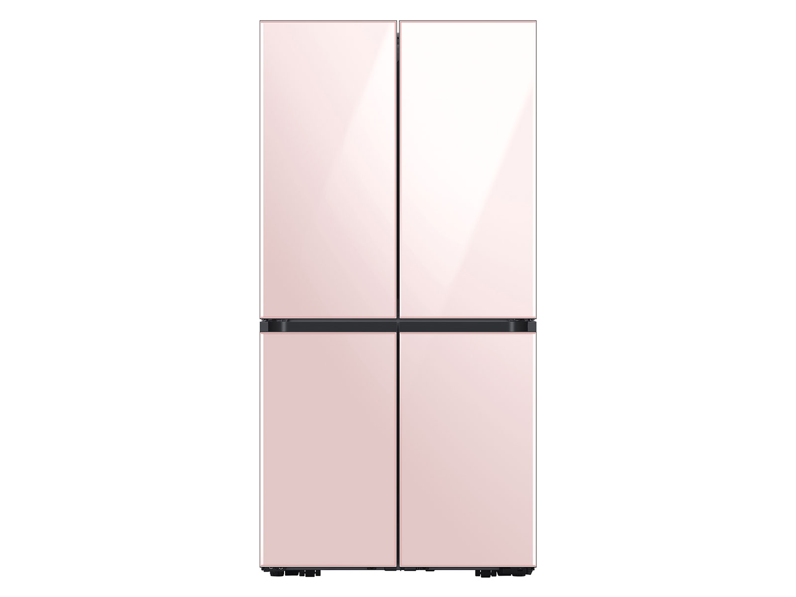 Samsung 23 cu. ft. Smart Counter Depth BESPOKE 4-Door Flex™ Refrigerator with Customizable Panel Colors in Rose in Pink Glass(BNDL-1646290912605)