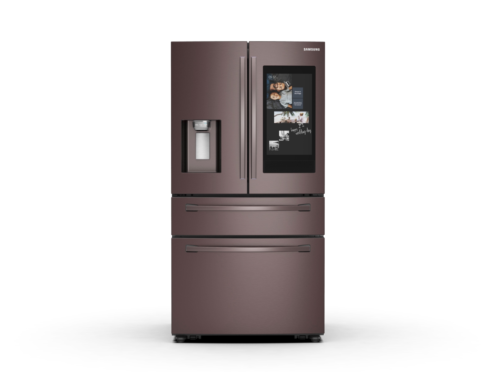 Thumbnail image of 22 cu. ft. Counter Depth 4-Door French Door Refrigerator with Touch Screen Family Hub&trade; in Tuscan Stainless Steel