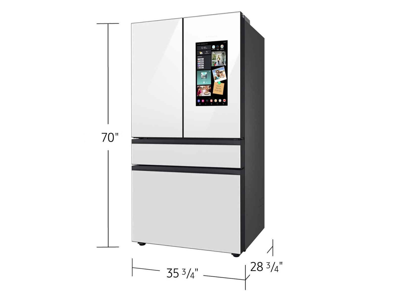 Thumbnail image of Bespoke Counter Depth 4-Door French Door Refrigerator (23 cu. ft.) with Family Hub&trade; in White Glass