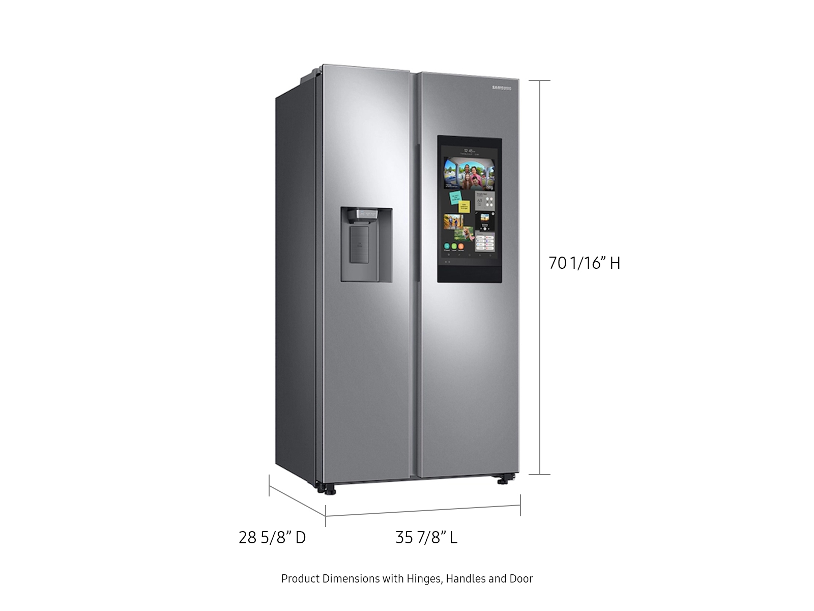 Thumbnail image of 22 cu. ft. Counter Depth Side-by-Side Refrigerator with Touch Screen Family Hub™ in Stainless Steel