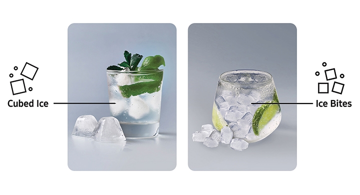 Choose from cubed ice & Ice Bites