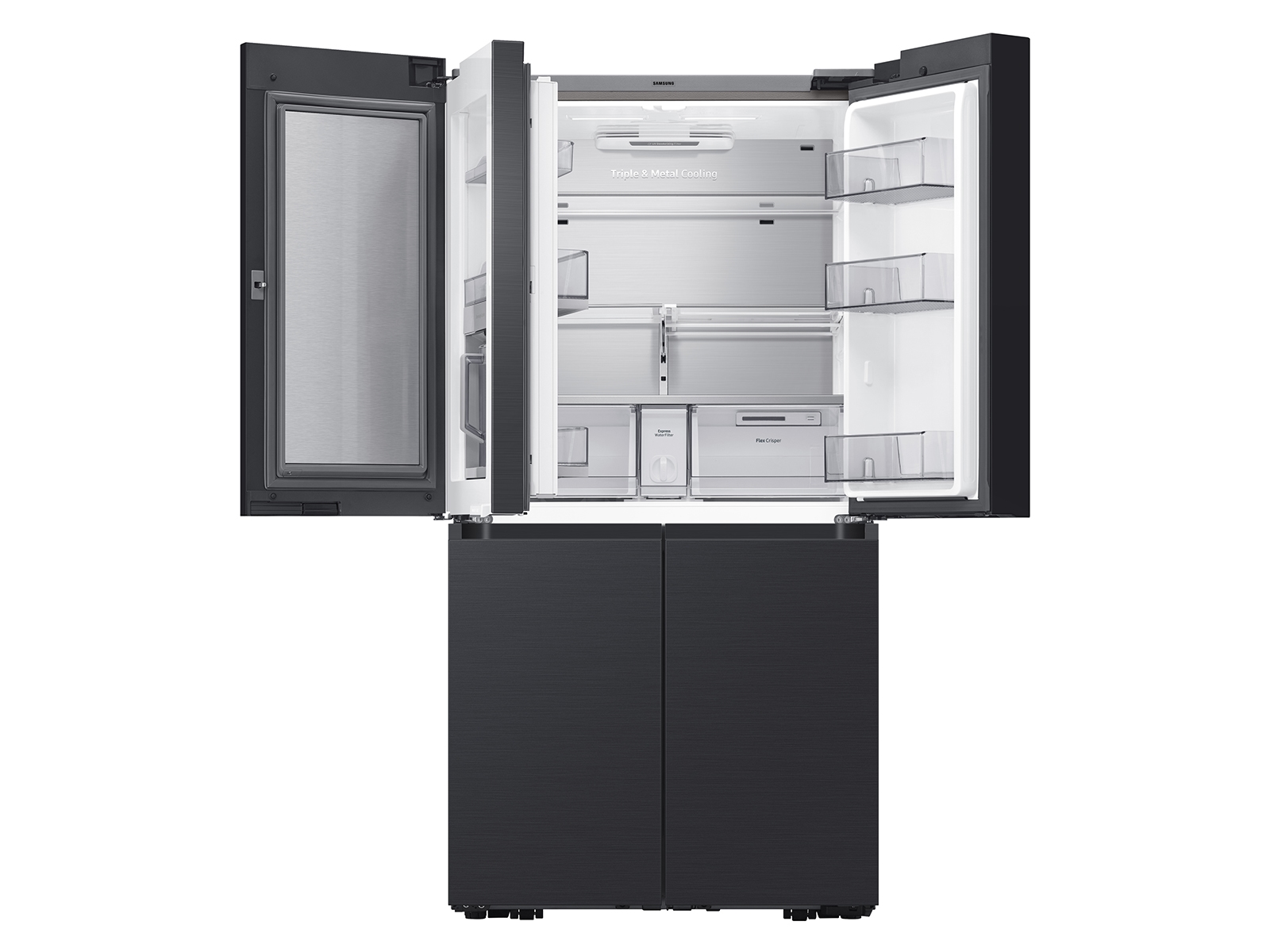 Thumbnail image of Bespoke Counter Depth 4-Door Flex™ Refrigerator (23 cu. ft.) in Matte Black Steel