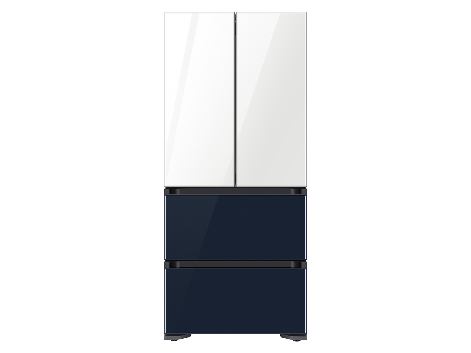 Samsung 17.3 cu. ft. Smart Kimchi & Specialty 4-Door French Door Refrigerator in White-Navy Blue Glass(RQ48T94B277/AA)