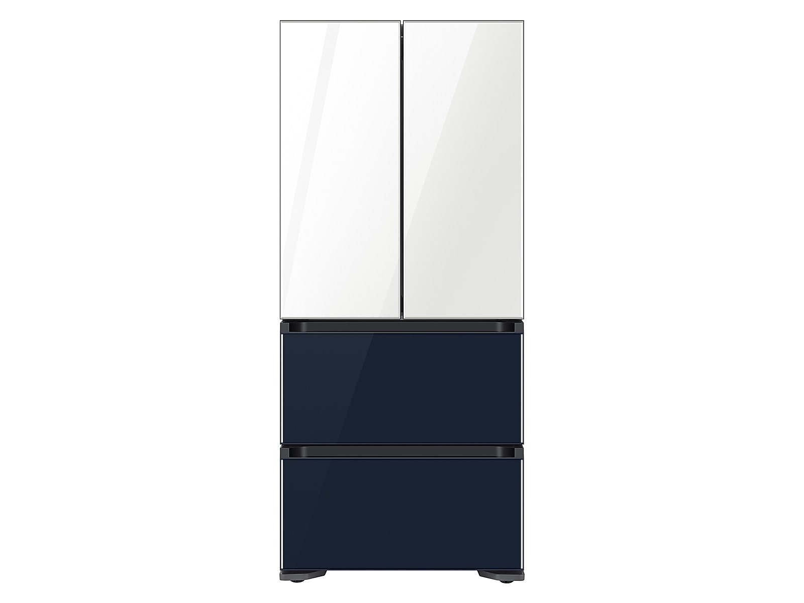 Samsung 17.3 cu. ft. Smart Kimchi & Specialty 4-Door French Door Refrigerator in White-Navy Blue Glass(RQ48T94B277/AA)