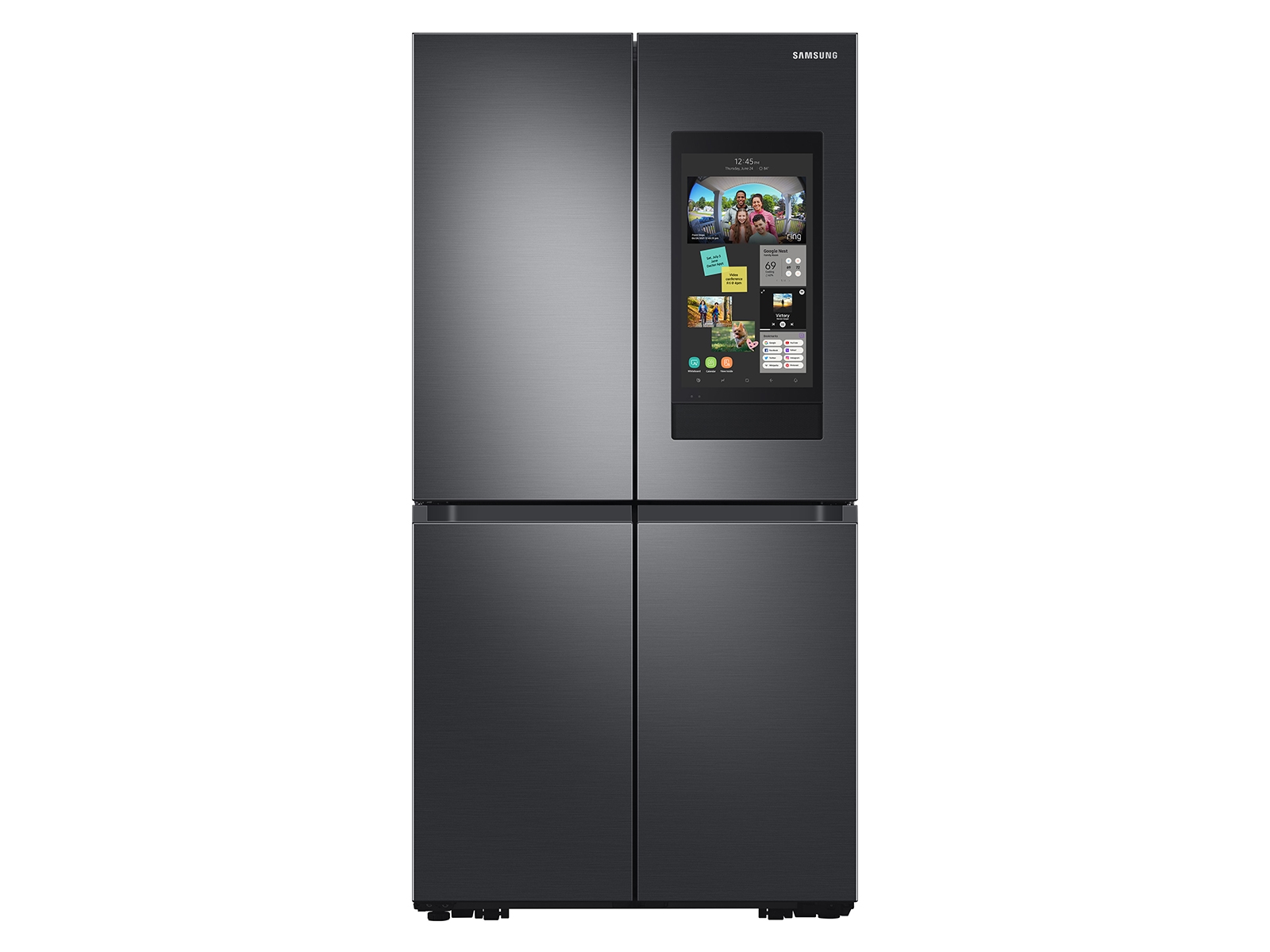 29 cu. ft. Family Hub™ 4-Door refrigerator, gas range, convection microwave and Smart Linear dishwasher package in Black Stainless Steel