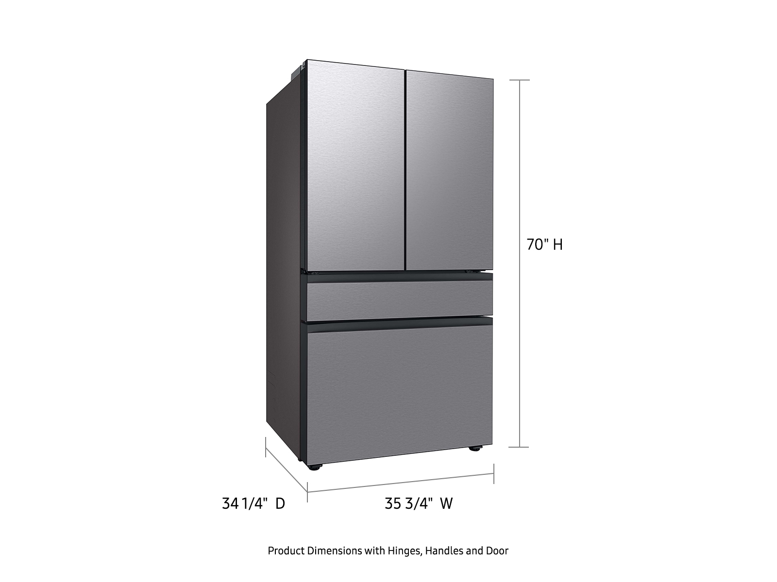 Thumbnail image of Bespoke 4-Door French Door Refrigerator (29 cu. ft.) with Beverage Center&trade; in Stainless Steel