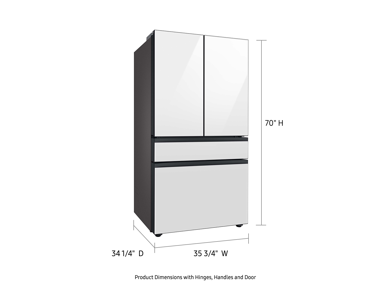 Thumbnail image of Bespoke 4-Door French Door Refrigerator (29 cu. ft.) with Beverage Center&trade; in White Glass