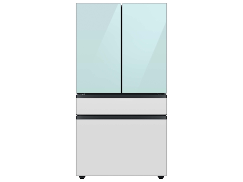 Bespoke 4-Door French Door Refrigerator (29 cu. ft.) with Beverage Center&trade; in Morning Blue Glass Top Panels and White Glass Middle and Bottom Panels
