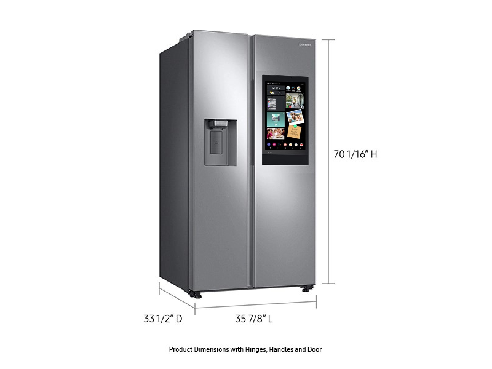 **26.7 cu. ft. Large Capacity Side-by-Side Refrigerator with Touch Screen Family Hub™ in Stainless Steel**