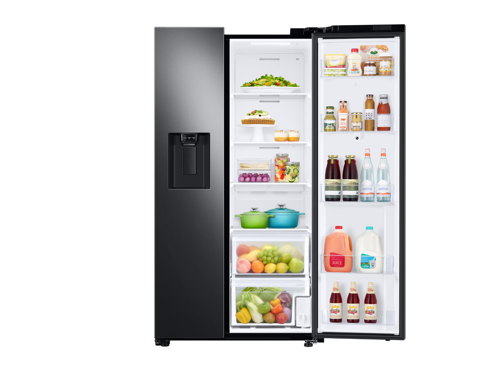 22 Cu. ft. Counter Depth Side-By-Side Refrigerator with Touch Screen Family Hub in Stainless Steel