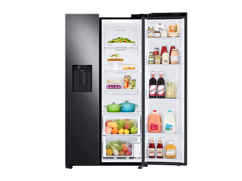 27.4 cu. ft. Large Capacity Side-by-Side Refrigerator in Black Stainless Steel