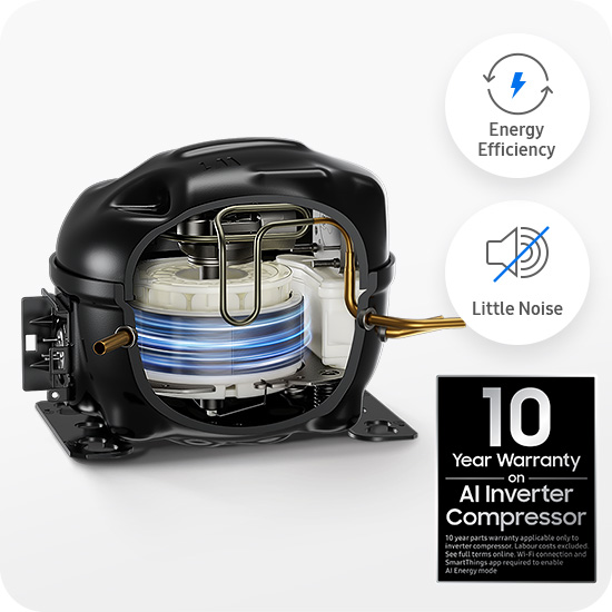 Samsung's AI Inverter Compressor with 10 Year Refrigerator Warranty