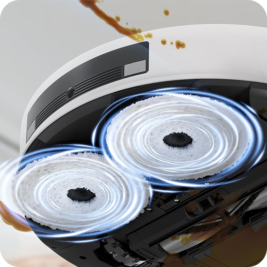 White Bespoke Jet Bot Robot Vacuum & Mop combo using the mop option