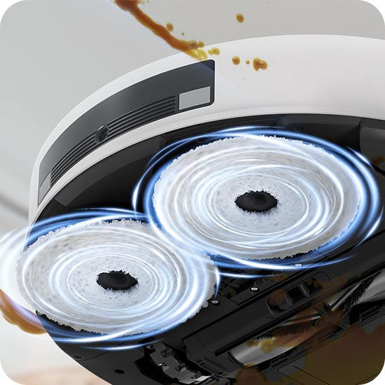 White Bespoke Jet Bot AI Robot Vacuum & Mop combo using the mop option