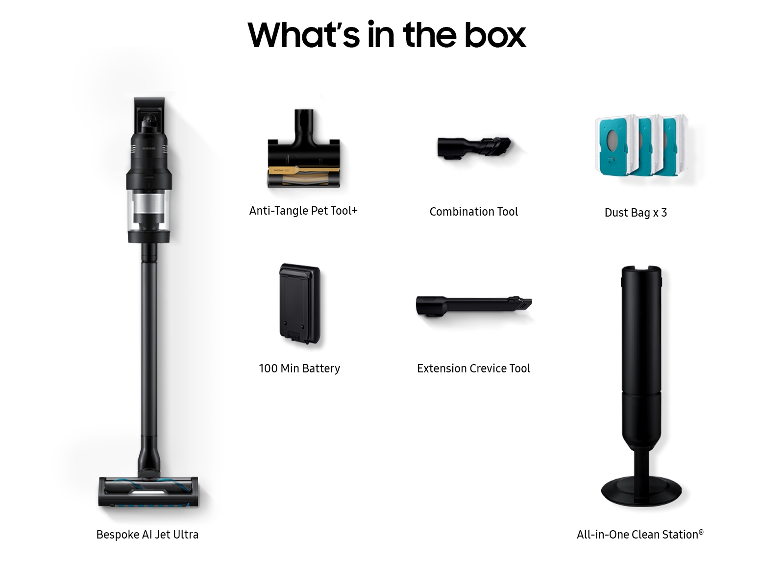 Bespoke AI Jet™ Cordless Stick Vacuum in Black with All-in-One Clean Station® | Samsung US
