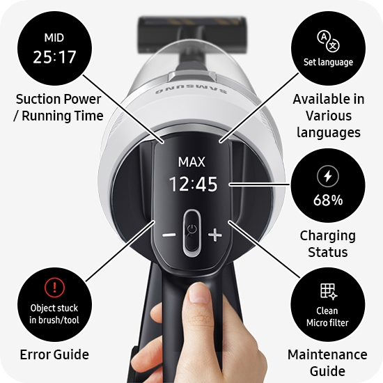 Samsung Jet™ 85 convenient, digital display controls