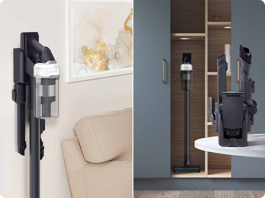 Samsung Jet™ 85 flexible charger mounted on wall and charging