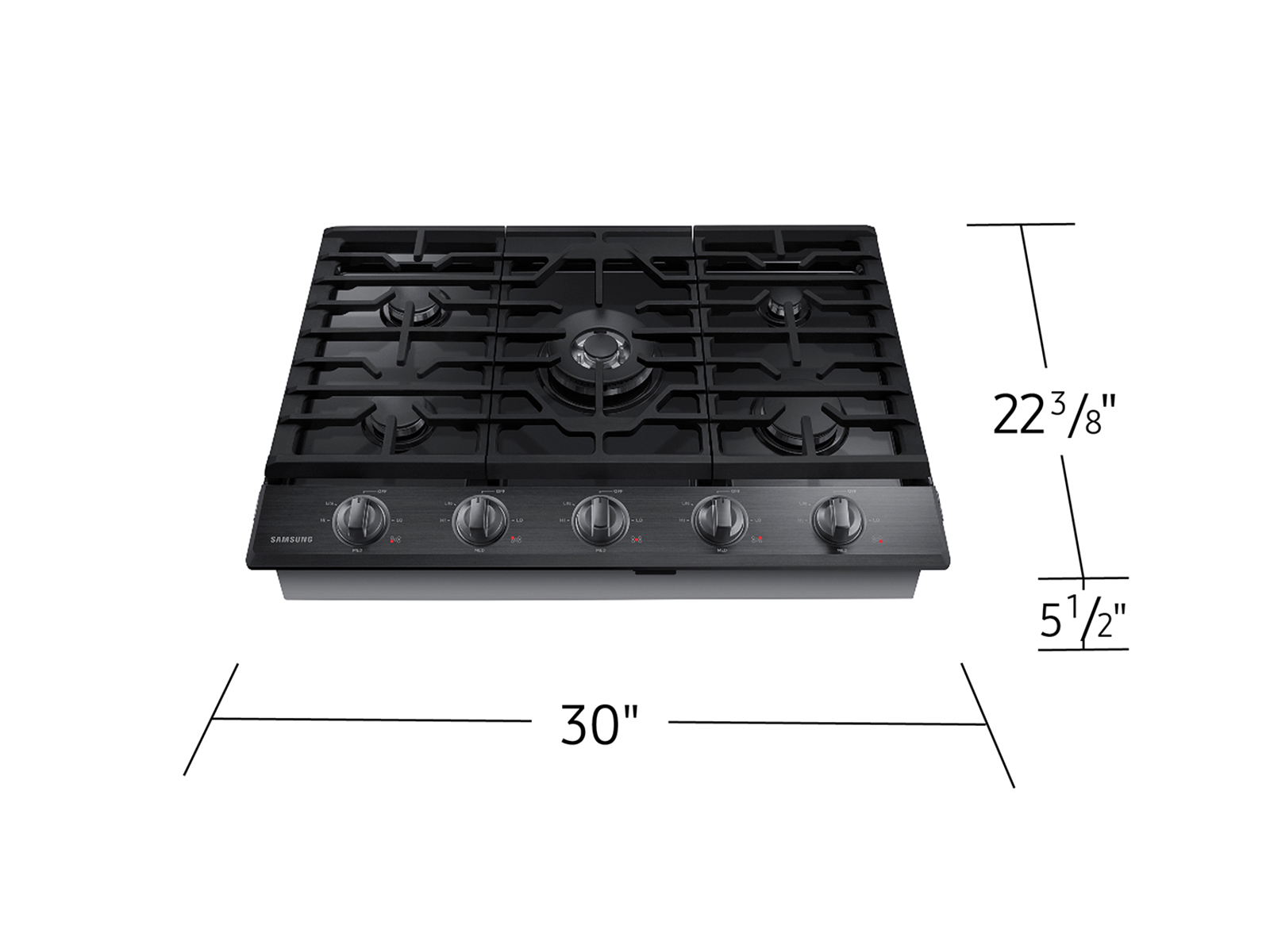 Thumbnail image of 30&quot; Smart Gas Cooktop with Illuminated Knobs in Black Stainless Steel