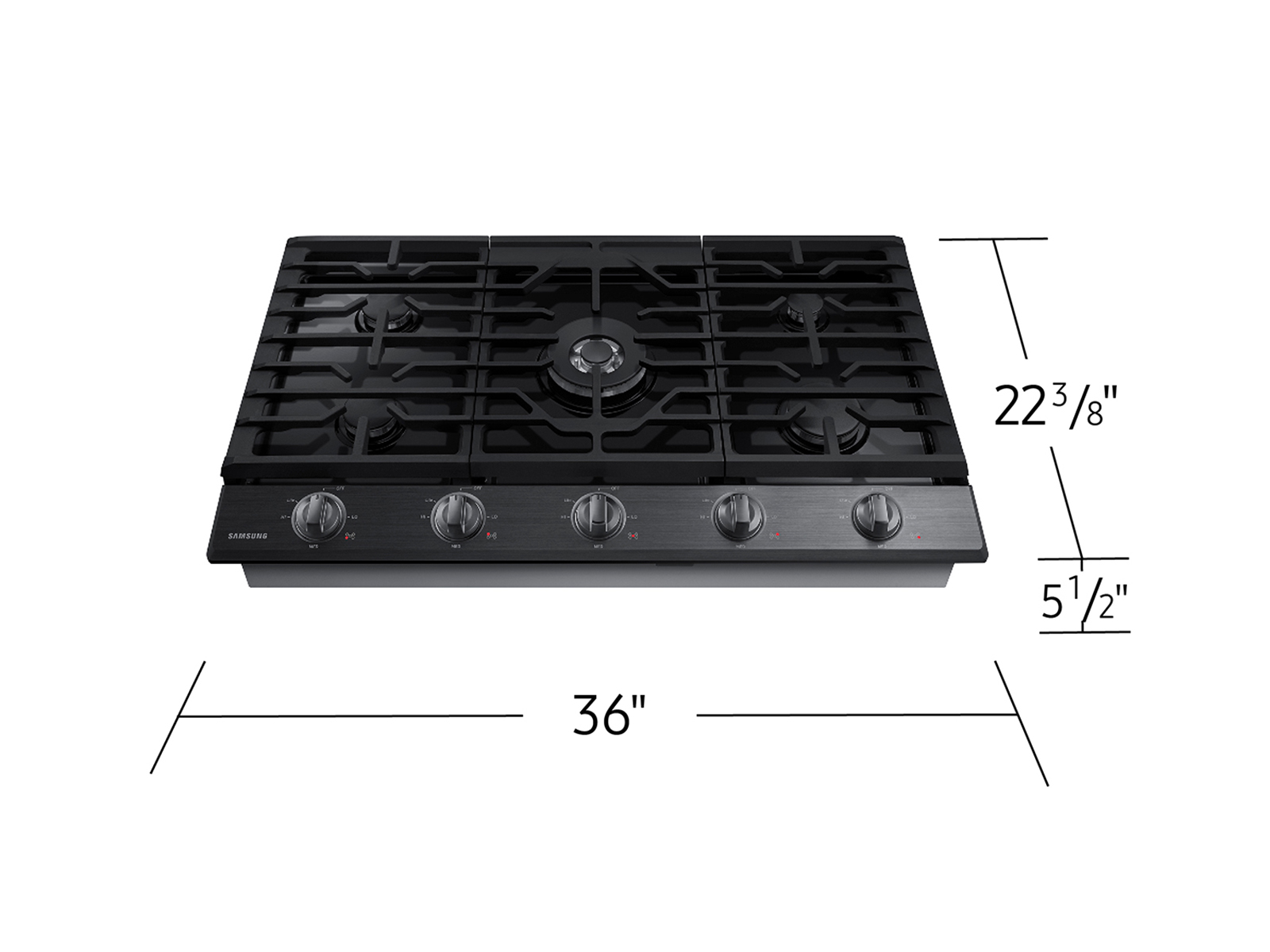 Thumbnail image of 36&quot; Smart Gas Cooktop with Illuminated Knobs in Black Stainless Steel