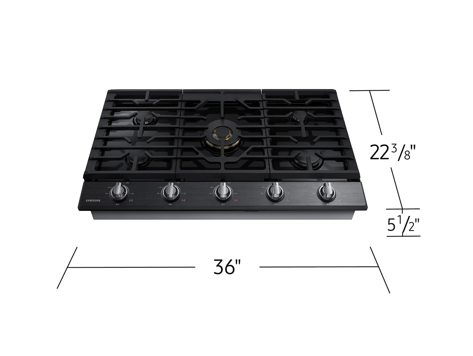 Thumbnail image of 36&quot; Smart Gas Cooktop with 22K BTU Dual Power Burner in Black Stainless Steel
