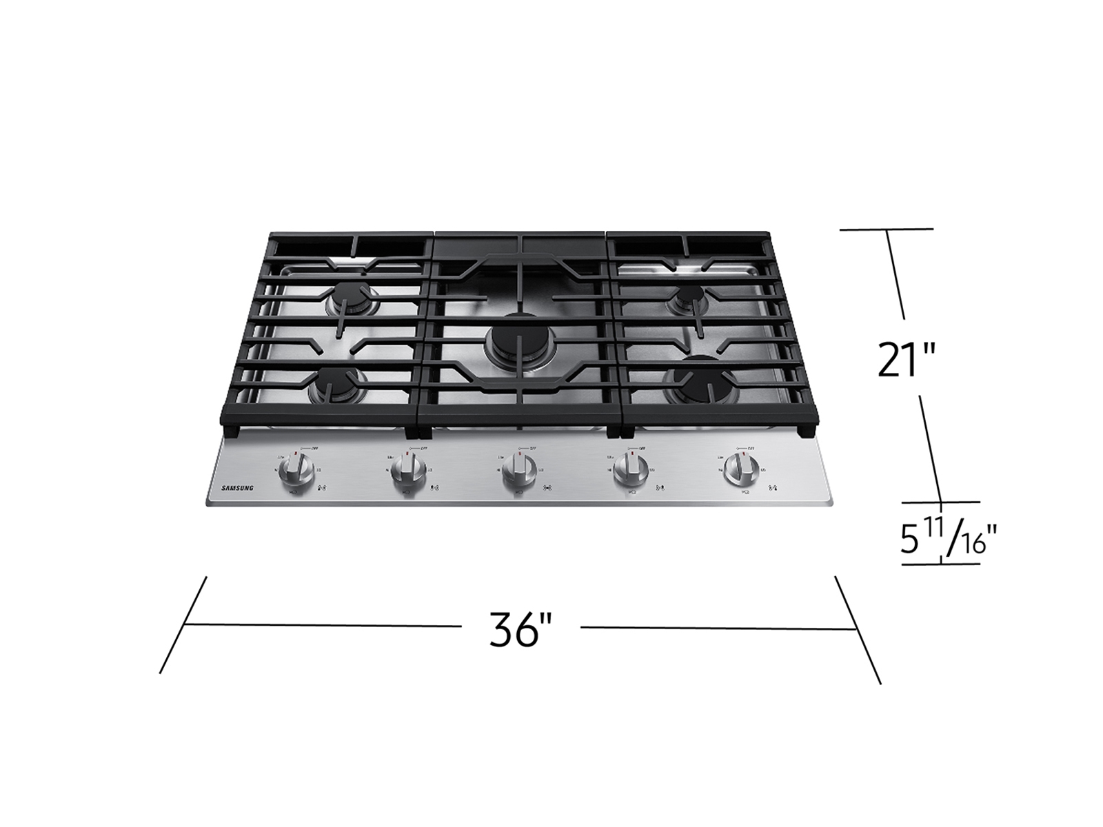 36” Gas Cooktop in Stainless Steel