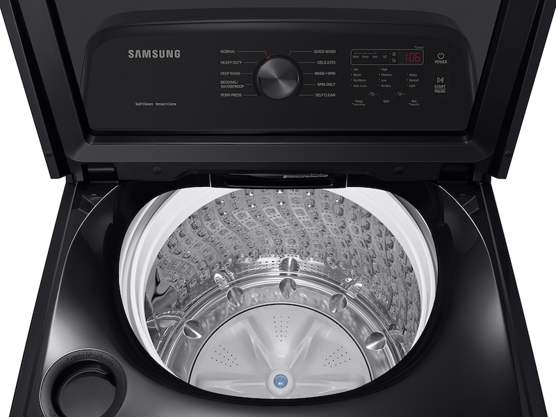 5.0 cu. ft. Large Capacity Top Load Washer with Deep Fill and EZ Access Tub in Brushed Black