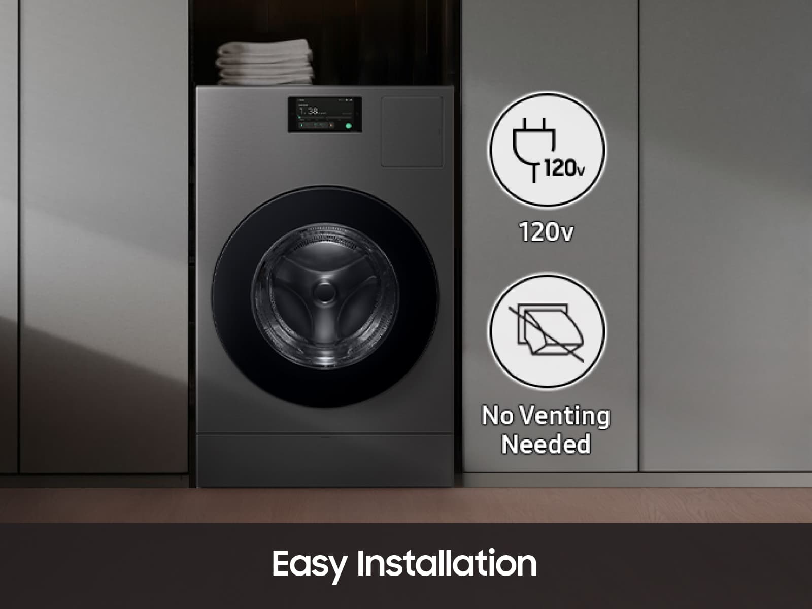 Thumbnail image of Bespoke AI Laundry Combo&trade; All-in-One 5.3 cu. ft. Ultra Capacity Washer and Ventless Heat Pump Dryer in Dark Steel