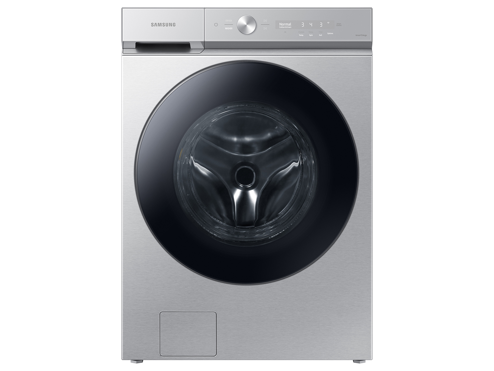 Samsung Bespoke 5.3 cu. ft. Ultra Capacity Front Load Washer with Super Speed Wash and AI Smart Dial in Silver Steel(WF53BB8700ATUS)