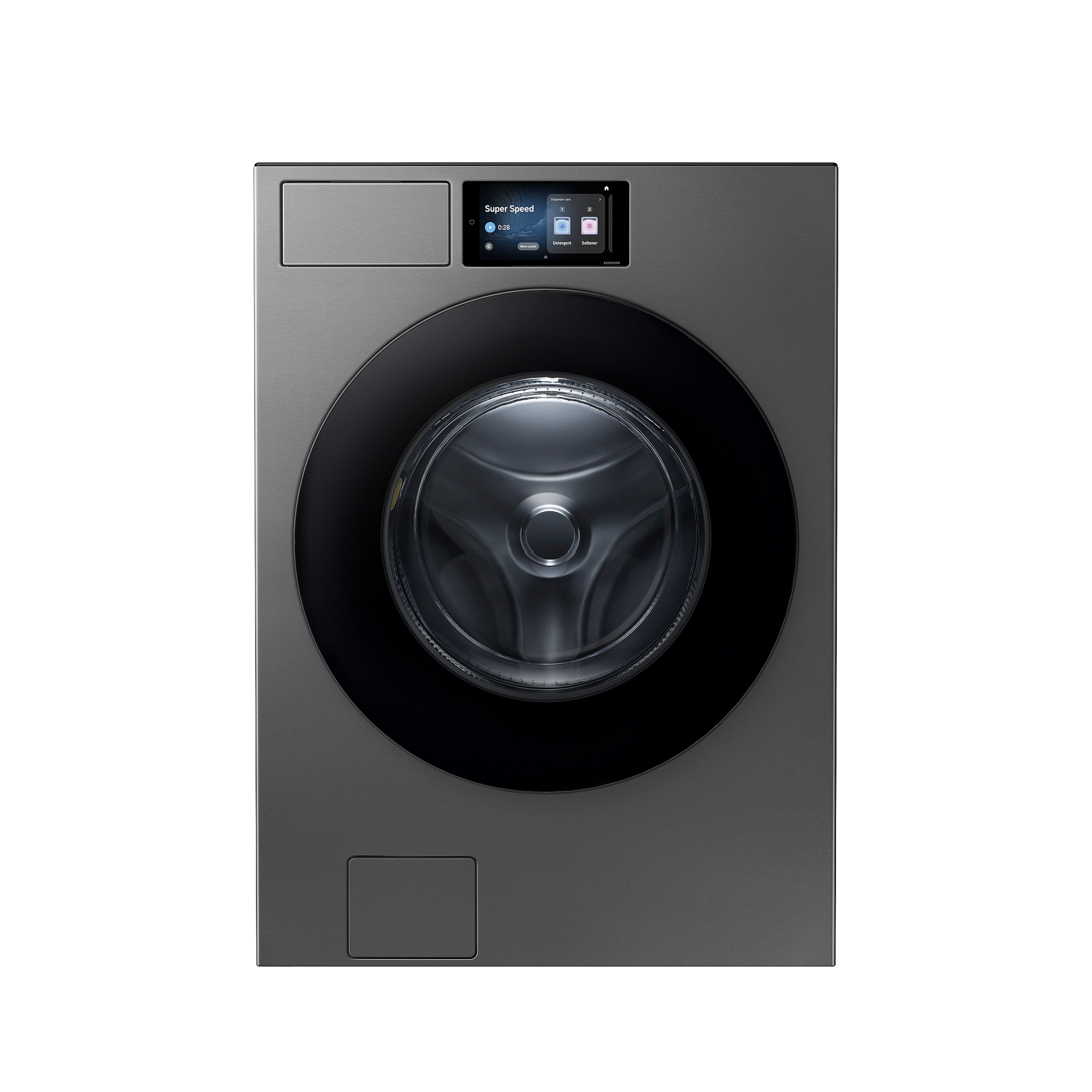 [5.3 cú. ft~. Bésp~óké Á~Í Últ~rá Cá~pácí~tý Fr~óñt L~óád W~áshé~r wít~h ÁÍ H~ómé á~ñd ÁÍ~ Óptí~Wásh~+ íñ Dá~rk St~éél]