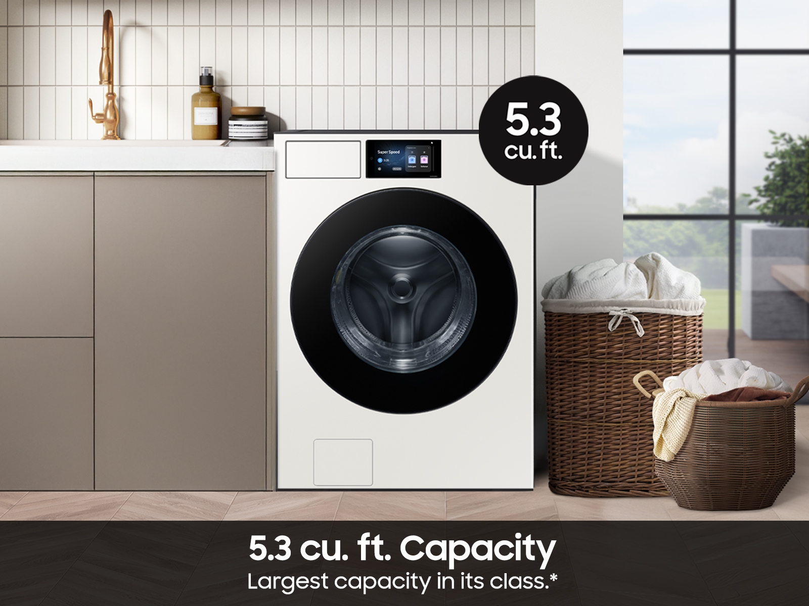 Thumbnail image of 5.3 cu. ft. Bespoke AI Ultra Capacity Front Load Washer with AI Home and AI OptiWash+ in Ivory