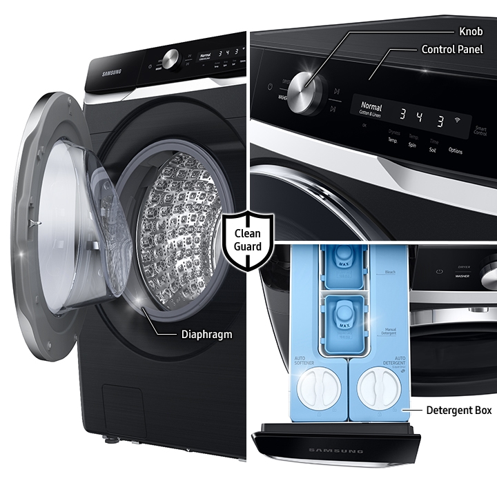 NEW Open Box Set of Samsung Washer 5.0 cu. Fingerprint Resistant Black –  DSL Appliance Outlet