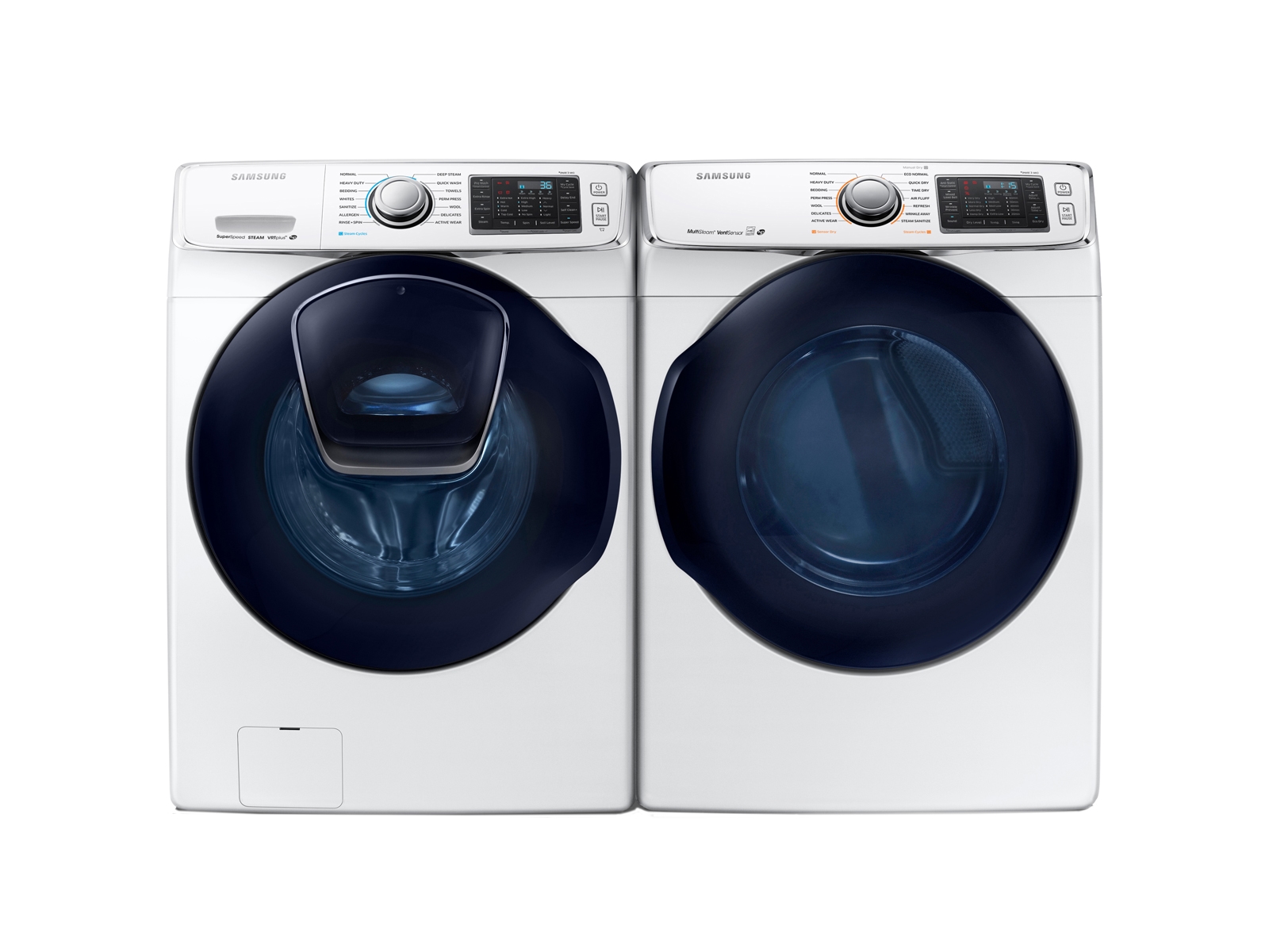 Photos - Washing Machine Samsung AddWash™ Front Load Washer & Dryer Set with Super Speed in White(B 