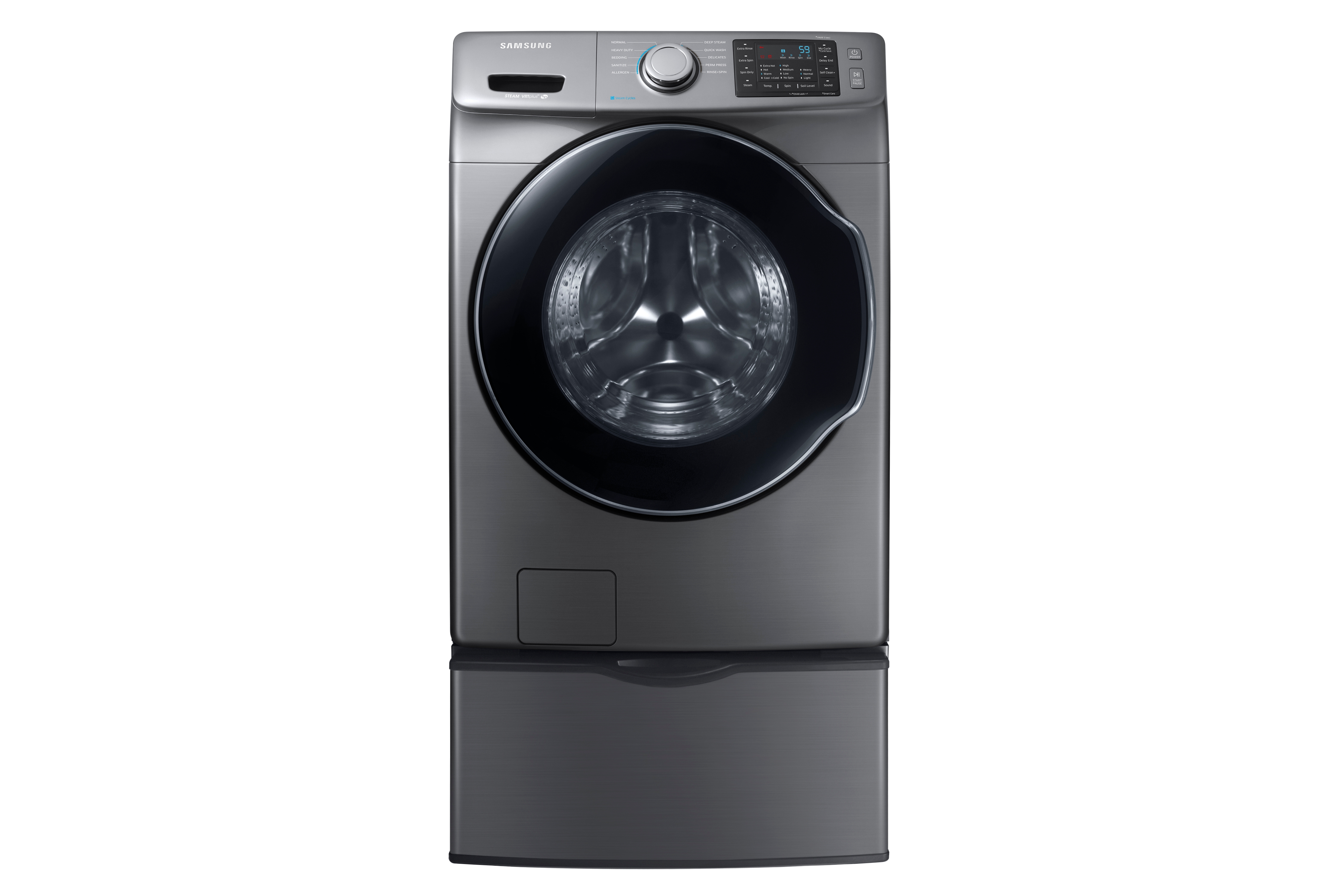 Samsung WF45M5500AP Front Load Washer & DVG45M5500P Dryer w/Pedestal Drawers