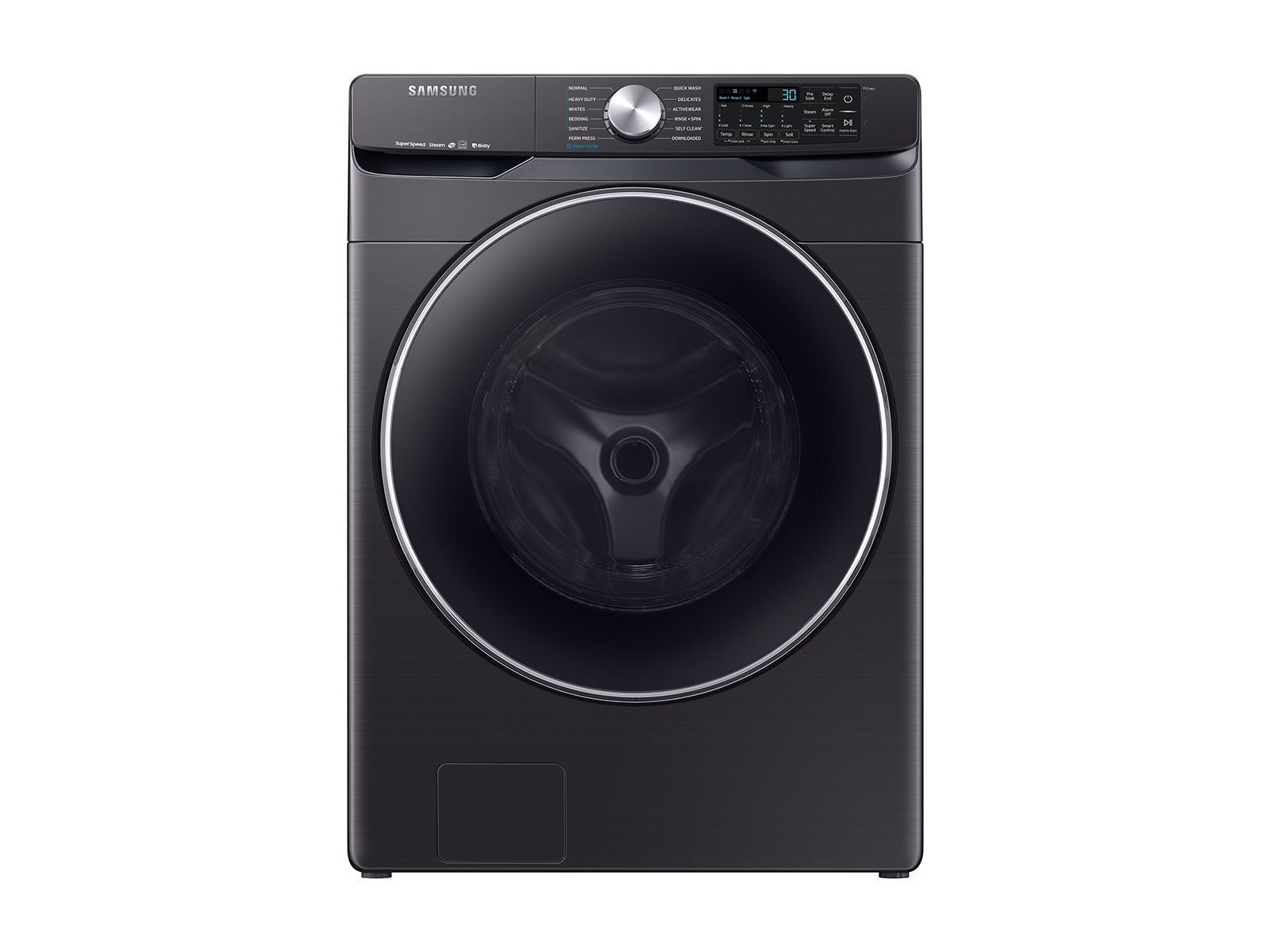 Mezclado Cúal Oxido 4.5 cu. ft. Lavadora de Carga Frontal Inteligente con Arandela Super Speed  en Acero Inoxidable Negro - WF45R6300AV/US | Samsung ES