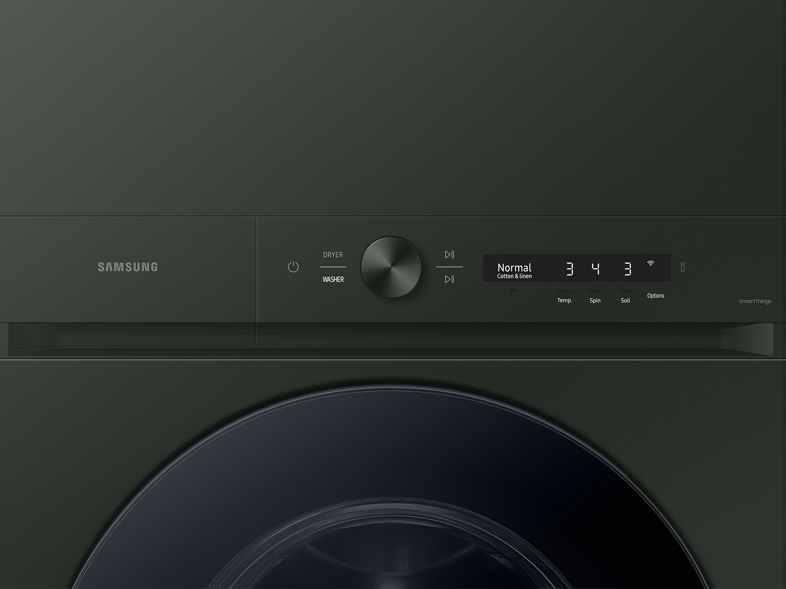 Thumbnail image of Bespoke 5.3 cu. ft. AI Laundry Hub&trade; Ultra Capacity Single Unit Washer with AI OptiWash&trade; and 7.6 cu. ft. Electric Dryer in Satin Green