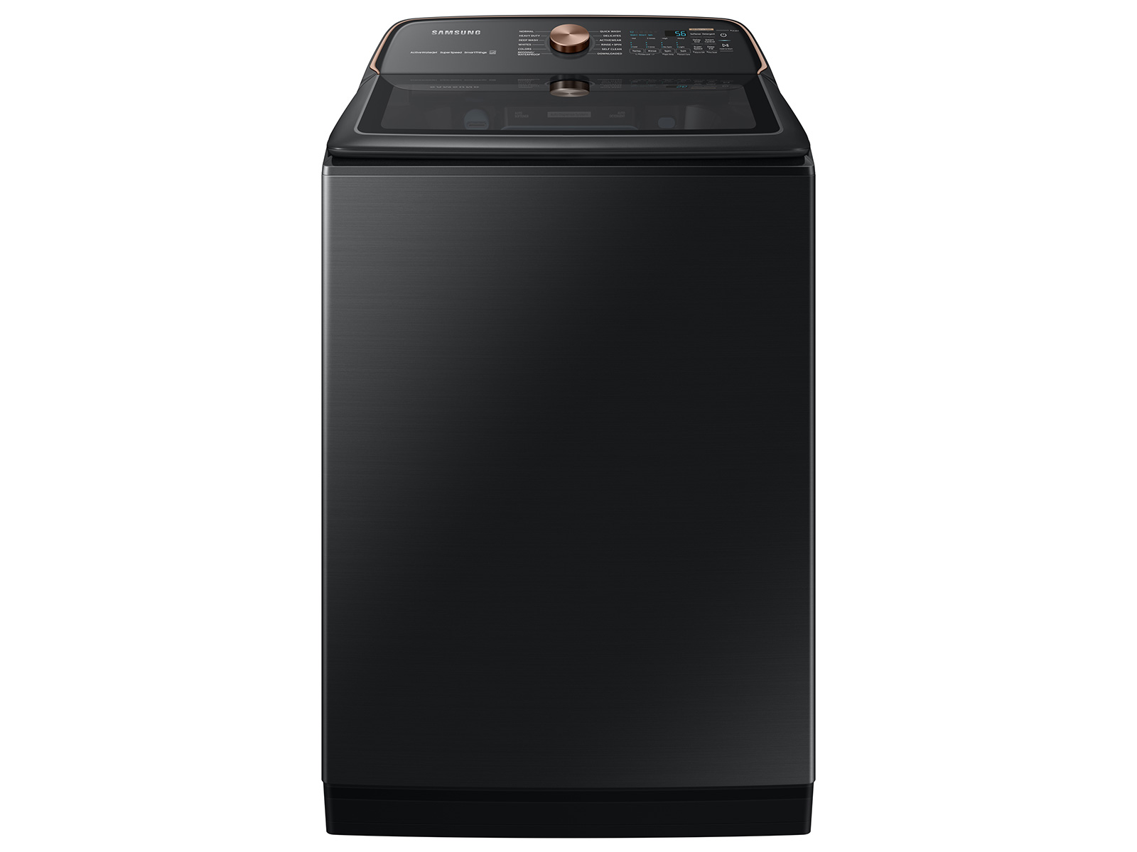 Smart Top Load Smart Steam Sanitize+ Washer and Steam Sanitize+ Gas Dryer package in Brushed Black