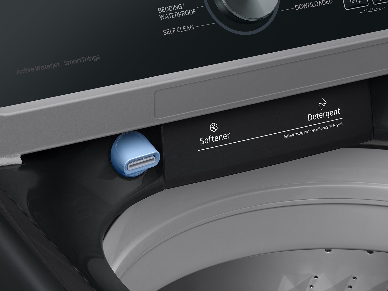 Thumbnail image of 4.6 cu. ft. Large Capacity Smart Top Load Washer with ActiveWave™ Agitator and Active WaterJet in Brushed Black