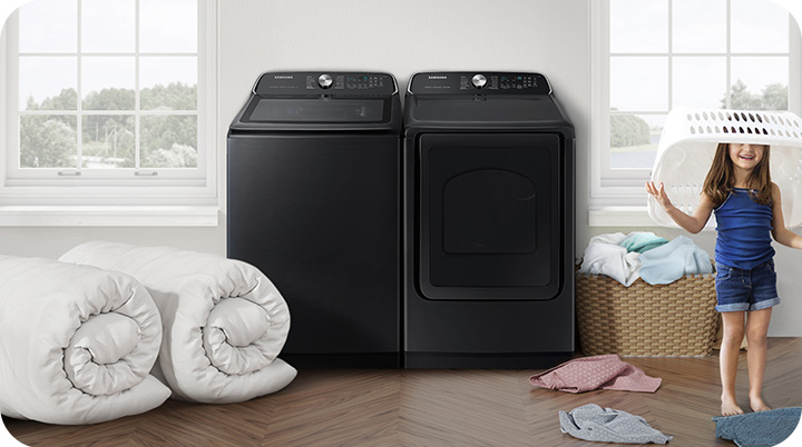 5.4 cu. ft. Extra-Large Capacity Smart Top Load Washer with ActiveWave™  Agitator and Super Speed Wash in Brushed Black