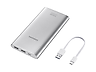 Thumbnail image of 10,000 mAh Portable Battery with USB-C Cable, Silver