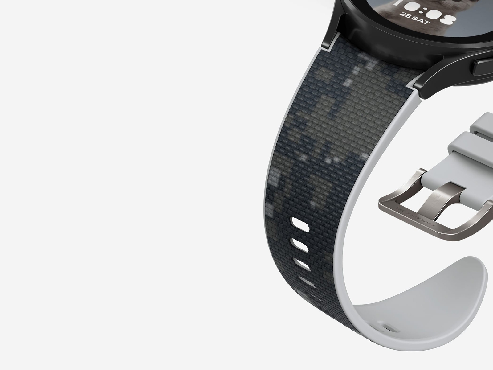 Galaxy Watch4, Galaxy Watch4 Classic Hybrid Fabric Band, M, Camo Gray ...