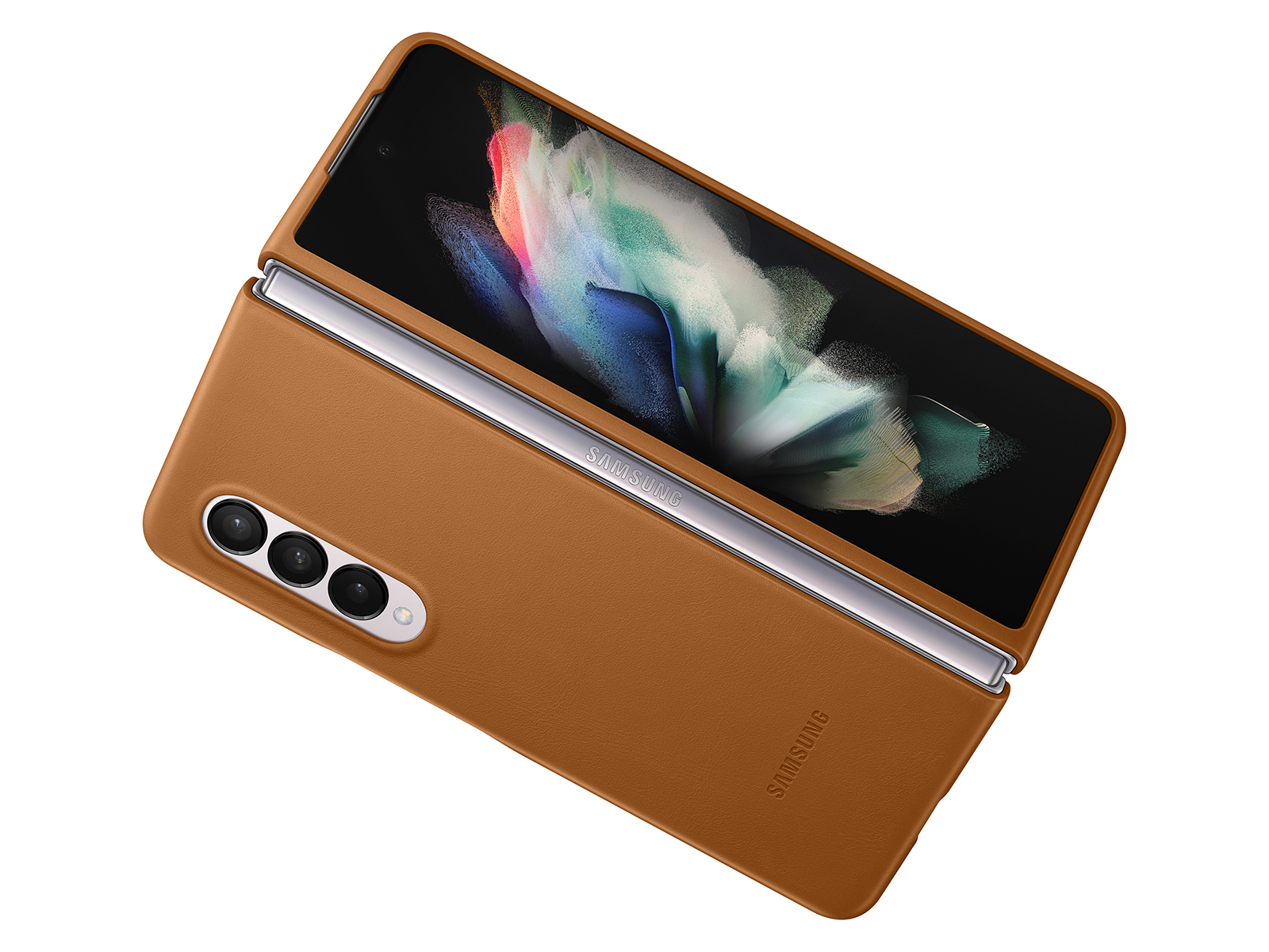 Galaxy Z Fold3 5G Leather Cover, Camel