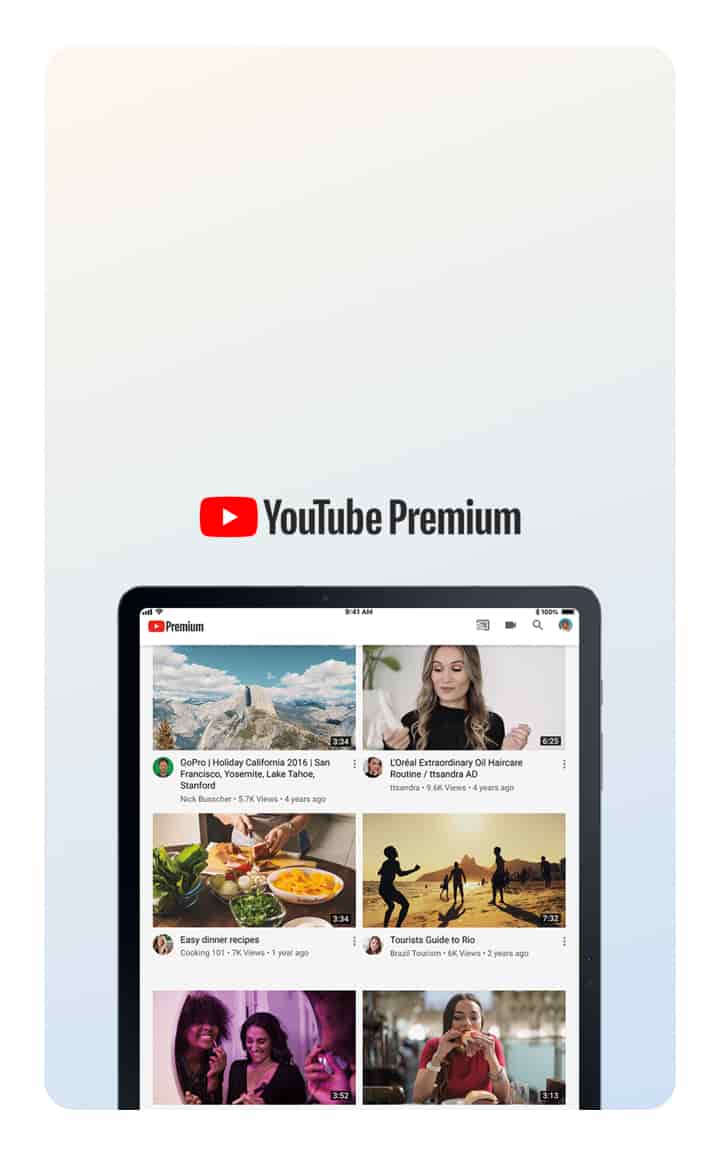 Ad-free YouTube included.¹¹