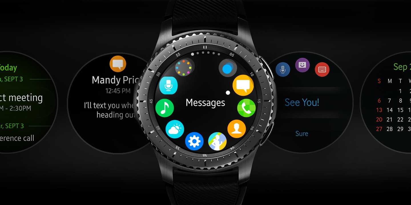 pakke gå på arbejde musikkens Gear S3 frontier 46mm smartwatch (Bluetooth), Dark Gray