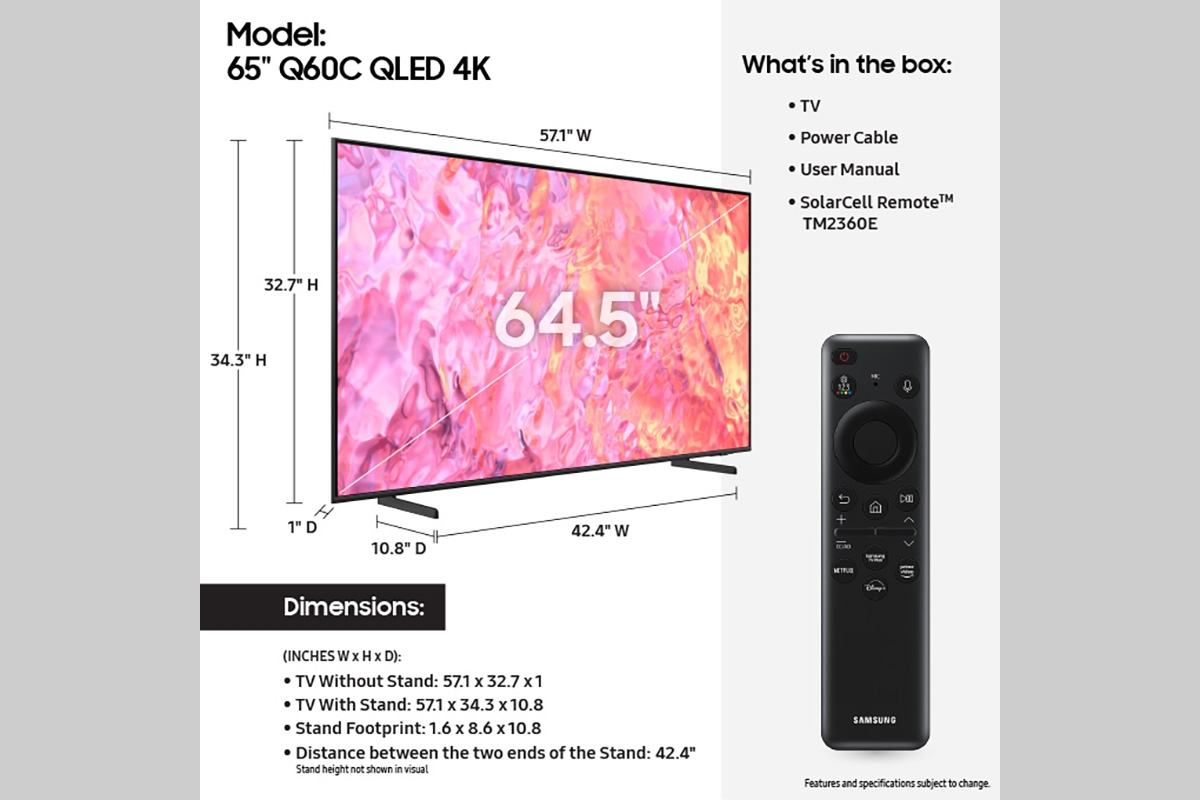 SAMSUNG - Smart TV Class QLED 4K de 65 pulgadas de la serie Q60B, LED  Quantum HDR, Motion Xcelerator, Object Tracking Sound Lite, diseño ultra